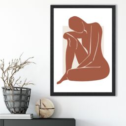 ARTZE Matisse Nude Cream & Terracotta Framed Print SIZE: A4 with Black Frame - Size: A3 - thumbnail 2