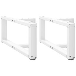 Berkfield Home Coffee Table Legs T-Shaped¬†2 pcs White 60x25x(30-31) cm Steel - thumbnail 1