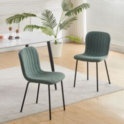 MCC Direct Bella Luxe Set of 4 Teddy Faux Fur Dining Chairs in Green - thumbnail 1