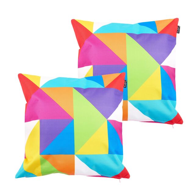 icon Indoor & Outdoor Waterproof Cushion Set of 2 Technicolour Geometric Waterproof Cushion in Green - Size: 43 cm x 43 cm - image 1