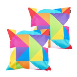 icon Indoor & Outdoor Waterproof Cushion Set of 2 Technicolour Geometric Waterproof Cushion in Green - Size: 43 cm x 43 cm