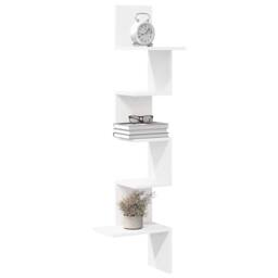 Berkfield Home Wall Corner Shelf White 32x32x127, 5 cm Engineered Wood - thumbnail 2