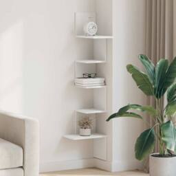 Berkfield Home Wall Corner Shelf White 32x32x127, 5 cm Engineered Wood - thumbnail 1
