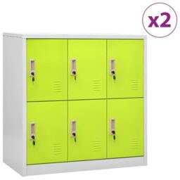 Berkfield Home Locker Cabinets 2 pcs Light Grey & Green 90x45x92.5 cm Steel