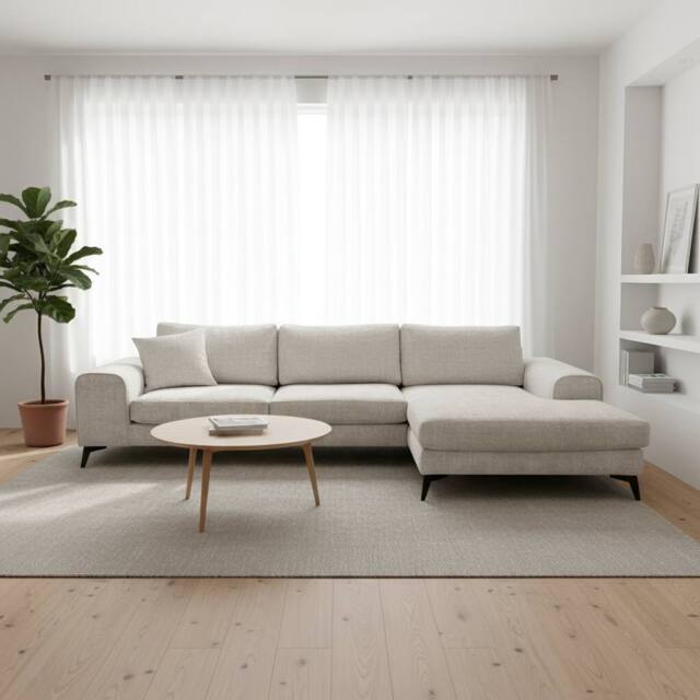Abakus Direct Venice Chenille Corner Right Sofa with Extra-wide Padded Arms in Off-White - image 1