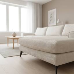 Abakus Direct Venice Chenille Corner Right Sofa with Extra-wide Padded Arms in Off-White - thumbnail 4