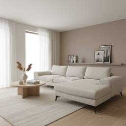 Abakus Direct Venice Chenille Corner Right Sofa with Extra-wide Padded Arms in Off-White - thumbnail 2