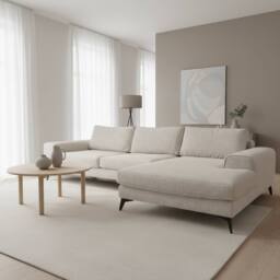 Abakus Direct Venice Chenille Corner Right Sofa with Extra-wide Padded Arms in Off-White - thumbnail 3