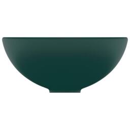 Berkfield Home Luxury Bathroom Basin Round Matt Dark Green 32.5x14 cm Ceramic - thumbnail 4