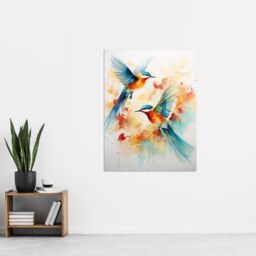 "Artery8 Aerial Ballet Watercolour Artwork Bright Bold Birds In Flight Extra Large XL Unframed Wall Art Poster Print - Size: W24"" x H32""" - thumbnail 4