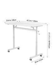 Living and Home 120 x 60cm Manual Height-Adjustable Computer Desk with Wheels in White - Size: 120 x 60 cm - thumbnail 2