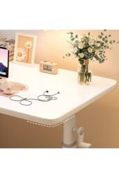 Living and Home 120 x 60cm Manual Height-Adjustable Computer Desk with Wheels in White - Size: 120 x 60 cm - thumbnail 5