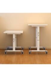 Living and Home 120 x 60cm Manual Height-Adjustable Computer Desk with Wheels in White - Size: 120 x 60 cm - thumbnail 6
