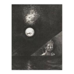 "Artery8 Angel of Certitude & Questioning Eye Redon Wall Art Print Poster in Grey - Size: W24"" x H32""" - thumbnail 1