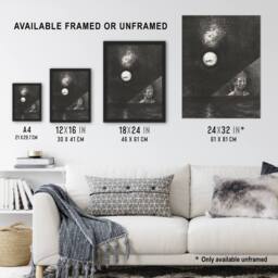 "Artery8 Angel of Certitude & Questioning Eye Redon Wall Art Print Poster in Grey - Size: W24"" x H32""" - thumbnail 3