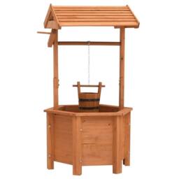 Berkfield Home Garden Wishing Well Planter 40x40x84 cm Firwood in Brown - Size: 40 x 40 x 84 cm - thumbnail 4