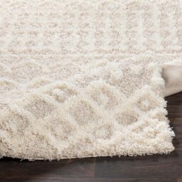 Livabliss Urban Shag-Geometric Beige Blue Pink Grey Soft Plush Pile Living Bedroom Rug in Cream - Size: 200 cm x 200 cm - thumbnail 4