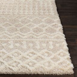 Livabliss Urban Shag-Geometric Beige Blue Pink Grey Soft Plush Pile Living Bedroom Rug in Cream - Size: 200 cm x 200 cm - thumbnail 5
