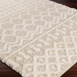 Livabliss Urban Shag-Geometric Beige Blue Pink Grey Soft Plush Pile Living Bedroom Rug in Cream - Size: 200 cm x 200 cm - thumbnail 6