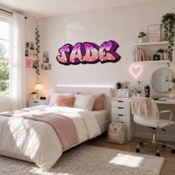 60 SECOND MAKEOVER Personalised Graffiti Name Pink & Purple Wall Sticker Decal 100cm - thumbnail 2
