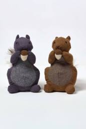 Homescapes Luxury Fabric Squirrel Doorstop Set of 2 in Grey - thumbnail 2