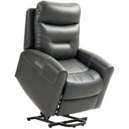 HOMCOM Overstuffed Riser & Reclining Chair with USB Ports in Dark Grey - thumbnail 2