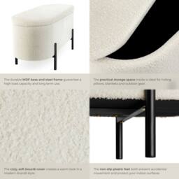 tectake Hallway Bench Lanja in Beige - thumbnail 4