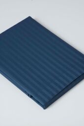 Belledorm Hotel Suite Satin Stripe 540 Thread Count Flat Sheet in Navy - Size: Single - thumbnail 1