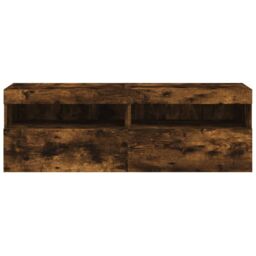 Berkfield Home TV Wall Cabinets with LED Lights 2 pcs Smoked Oak 60x30x40 cm in Brown - Size: 60 x 30 x 40 cm - thumbnail 9