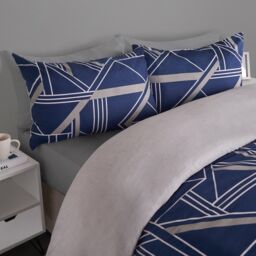 2 Pack Grid Duvet Cover Set with Pillowcases Reversible Quilt - thumbnail 4