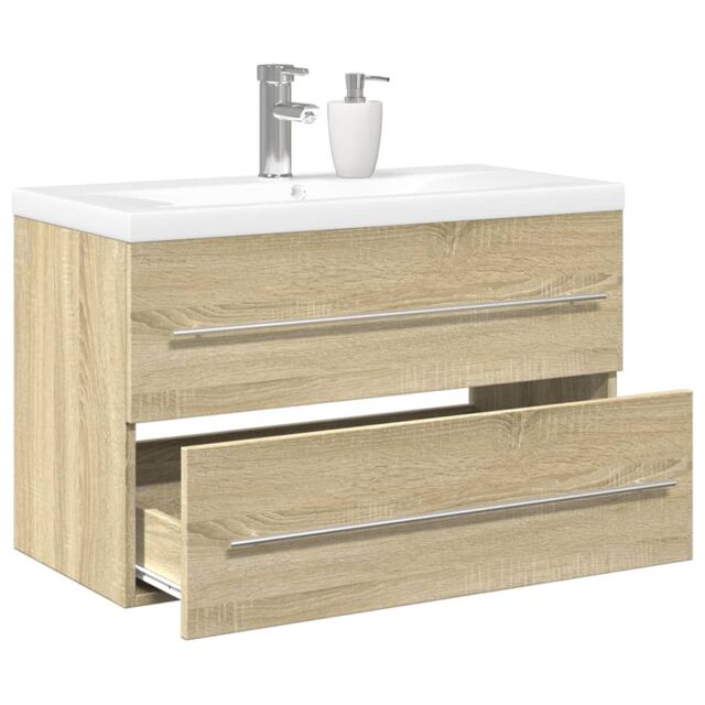 Berkfield Home 2 Piece Bathroom Furniture Set Sonoma Oak Engineered Wood in Brown - image 1