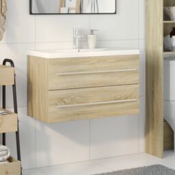 Berkfield Home 2 Piece Bathroom Furniture Set Sonoma Oak Engineered Wood in Brown - thumbnail 3