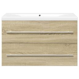Berkfield Home 2 Piece Bathroom Furniture Set Sonoma Oak Engineered Wood in Brown - thumbnail 4