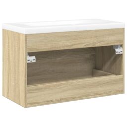 Berkfield Home 2 Piece Bathroom Furniture Set Sonoma Oak Engineered Wood in Brown - thumbnail 6