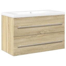 Berkfield Home 2 Piece Bathroom Furniture Set Sonoma Oak Engineered Wood in Brown - thumbnail 2