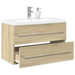Berkfield Home 2 Piece Bathroom Furniture Set Sonoma Oak Engineered Wood in Brown - thumbnail 1