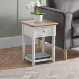 Cheshire Avignon 1 Drawer Lamp Table in Limed Oak & Grey - thumbnail 4