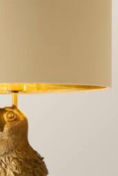 ValueLights Tuki Toucan Velvet Metallic Drum Lamp Shade Bronze Table Lamp & Bulb in Beige - thumbnail 4
