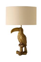 ValueLights Tuki Toucan Velvet Metallic Drum Lamp Shade Bronze Table Lamp & Bulb in Beige - thumbnail 6