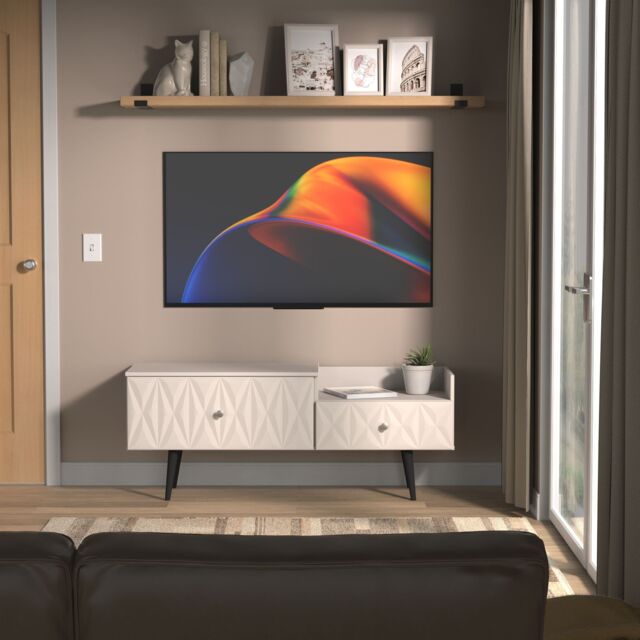 Ready Assembled 2 U Toledo 2 Drawer Coffee TV Unit (Ready Assembled) in Taupe - Size: Medium