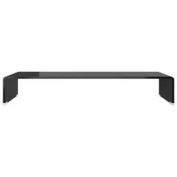 Berkfield Home TV Stand/Monitor Riser Glass Black 80x30x13 cm - Size: 80 x 30 x 13 cm