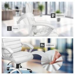 tectake Office Chair Paul in White - thumbnail 8