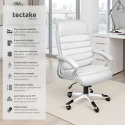 tectake Office Chair Paul in White - thumbnail 2