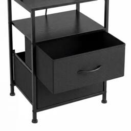Levede Bedside Table with Charging Station, LED Light, 2 Drawers, Black - thumbnail 5