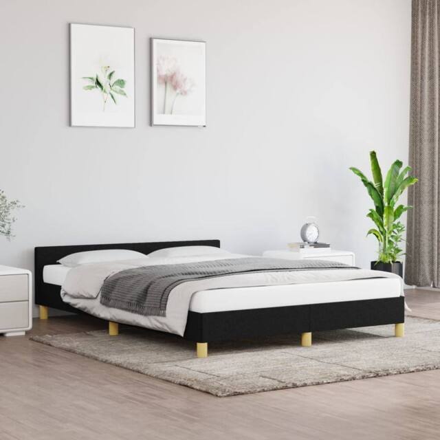 Berkfield Home Bed Frame with Headboard Black 180x200cm Super King Fabric - image 1