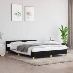 Berkfield Home Bed Frame with Headboard Black 180x200cm Super King Fabric - thumbnail 1