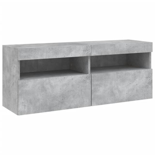 Berkfield Home TV Wall Cabinet with LED Lights Concrete Grey 100x30x40 cm - Size: 100 x 30 x 40 cm - image 1