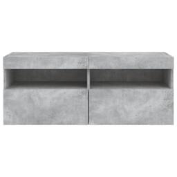 Berkfield Home TV Wall Cabinet with LED Lights Concrete Grey 100x30x40 cm - Size: 100 x 30 x 40 cm - thumbnail 9