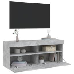 Berkfield Home TV Wall Cabinet with LED Lights Concrete Grey 100x30x40 cm - Size: 100 x 30 x 40 cm - thumbnail 7