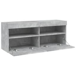 Berkfield Home TV Wall Cabinet with LED Lights Concrete Grey 100x30x40 cm - Size: 100 x 30 x 40 cm - thumbnail 8
